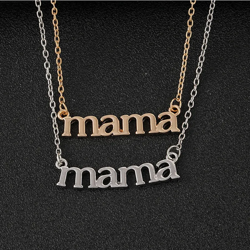 Mode mammas dag mamma brev hänge designer halsband kvinna sydamerikansk silverhänge legering guld halsband kedja smycken chokers tillbehör mamma gåva