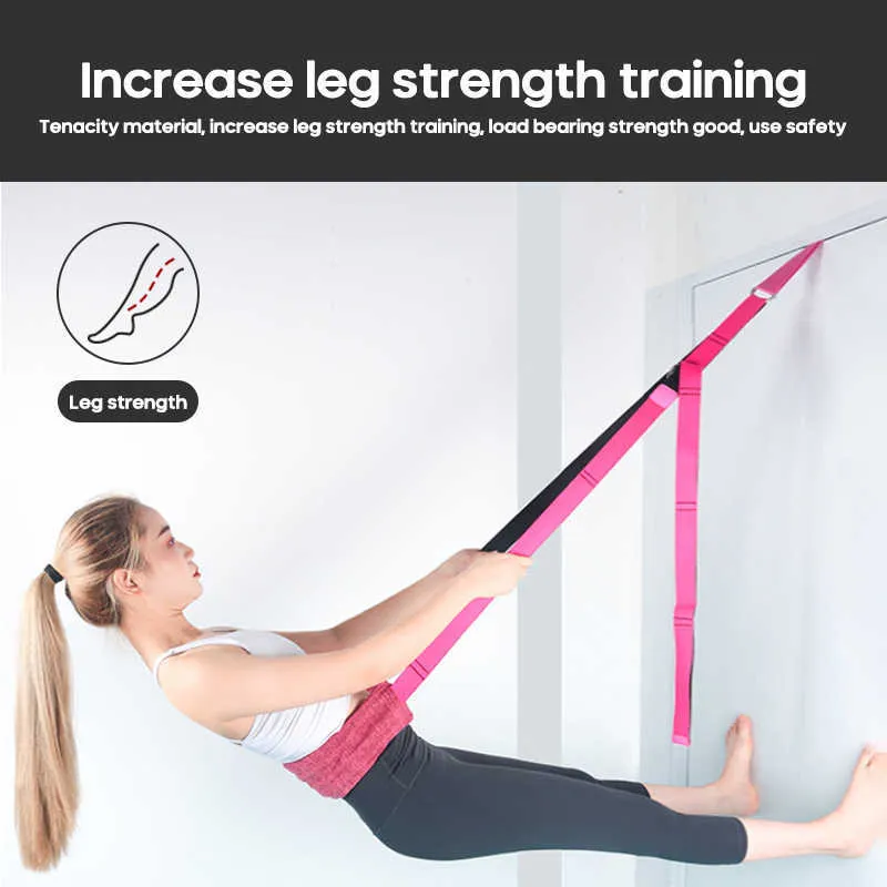 Yoga Stripes Door Flexibility Waist Stretching Strap Yoga Fitness Stretching Leg Pull Trainer Ballet Tension Rope Ligament Resistance Band J230225