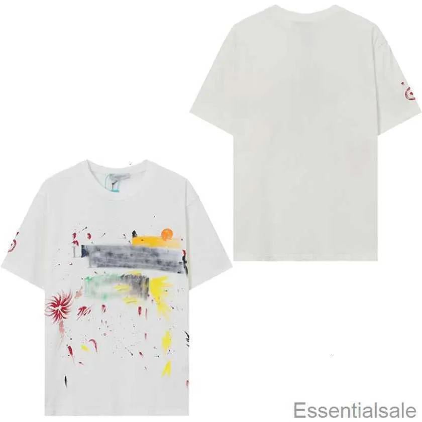 T Camisas de homens de homens 2023 Lanvins Designer Tees de algodão colorida tinta Splashing de graffiti esportivo de grafites de grafite de mangas curtas casuais camisetas rq61