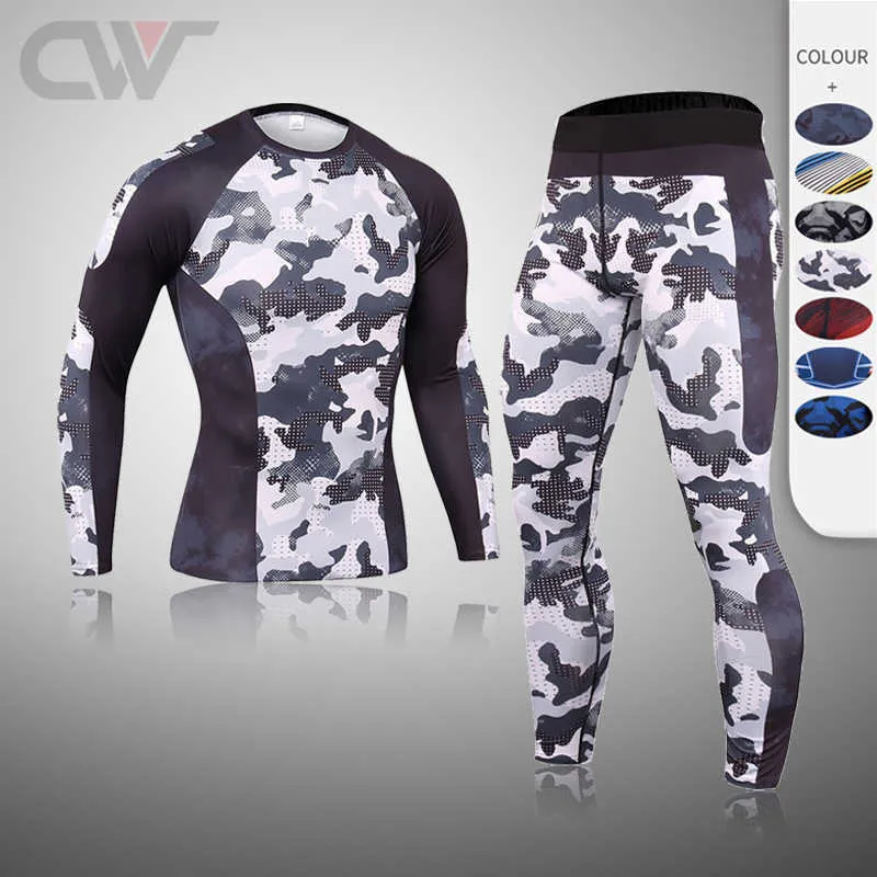 Survêtements pour hommes Compression Sportswear Homme Long Johns Hiver Sous-vêtement thermique Ensemble de couche de base Costume complet pour homme Survêtement Jogging Suit rash guard Z0224