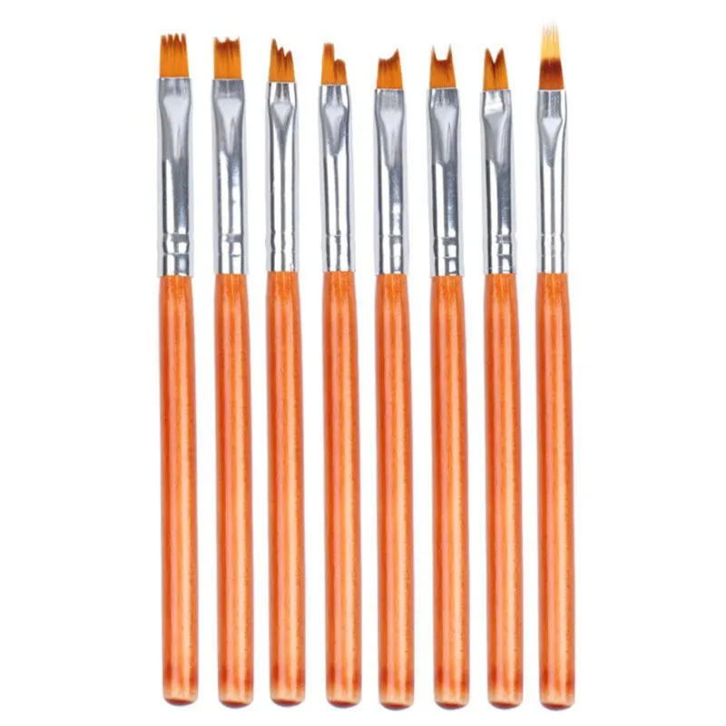 Nail Brushes Art Brush Gradient Draw Polish Painting Uv Gel Liner Pen Manicure Tool 8pcs Acrylic Drawing Carving Set