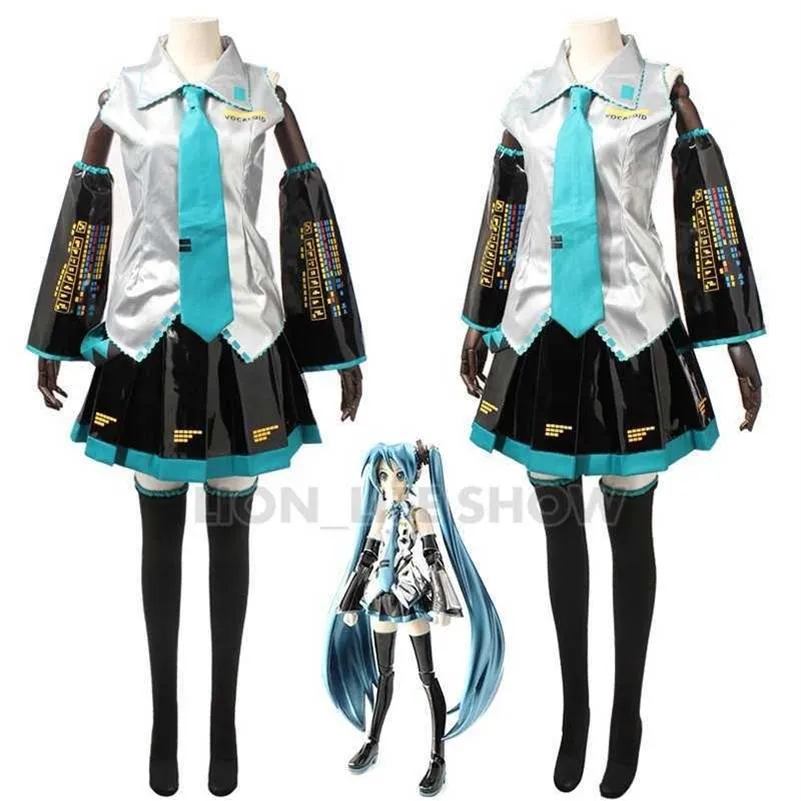 Anime Super Alloy Miku Cosplay Costumes Dress Girl's Cloth any size PU leather Y0903323P
