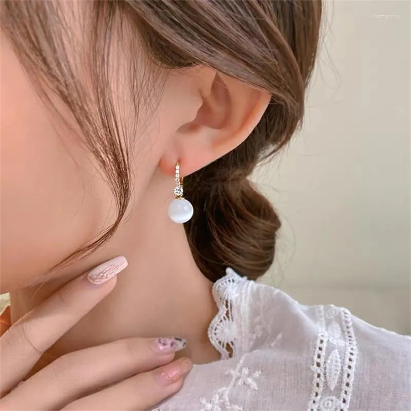 Dangle Earrings RKR High-quality Glass Pearl Opal Drop For Women Exquisite Crystal Gold Color Alloy 2023 Fashion Jewelry