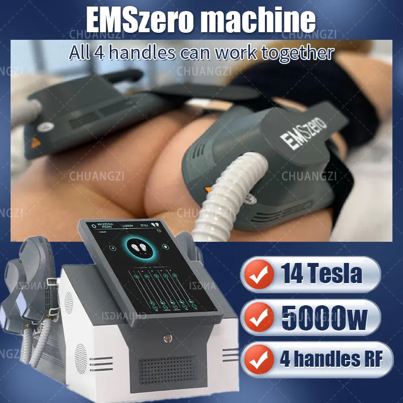 2023 EMS-culpt Machine EMSZERO RF حرق الدهون وتشكيل معدات التجميل 14 تسلا 5000 واط HI-EMT نوفا آلة تحفيز العضلات الكهرومغناطيسية مع 2/4/5 مقابض