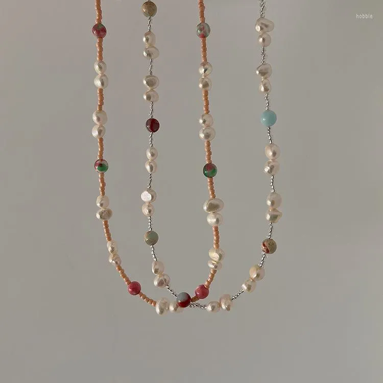 Cadenas ROPUHOV 2023, Collar de perlas de piedra Natural colorido Vintage, Collar de cadena de temperamento versátil Simple, regalo para mujeres