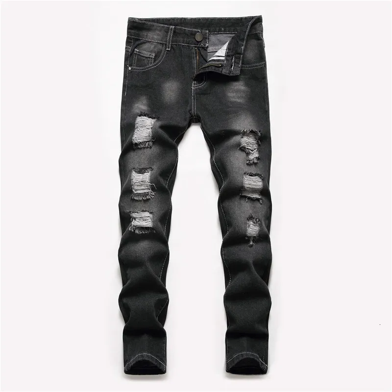 Jeans 5 6 8 10 14 16 jaar babyjongens gescheurd gat gewassen rechte broek voor kinderen tienerbroek kleding 230225