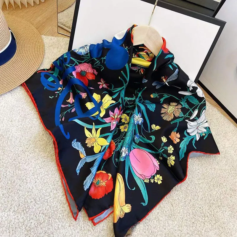 New Fashion Silk Square Scarf For Women Neck Hair Tie Band Bag Warp Soft Neckerchief Hijab Headscarf Female Foulard 53*53cm