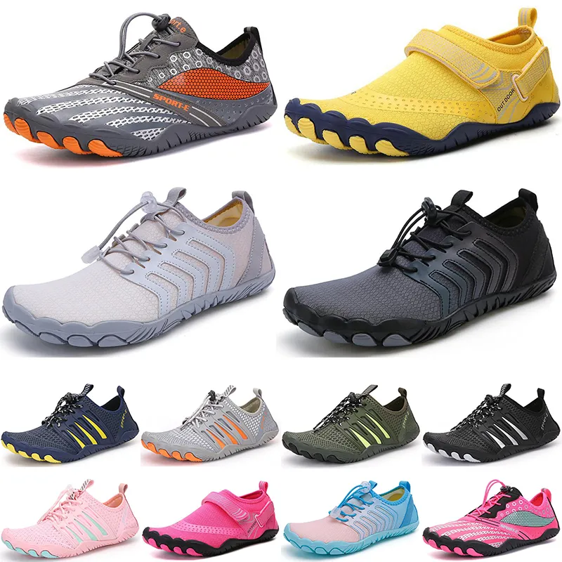 Homens mulheres esportes aqu￡ticos Sapatos de ￡gua de ￡gua branca cinza azul rosa ao ar livre sapatos de praia 047