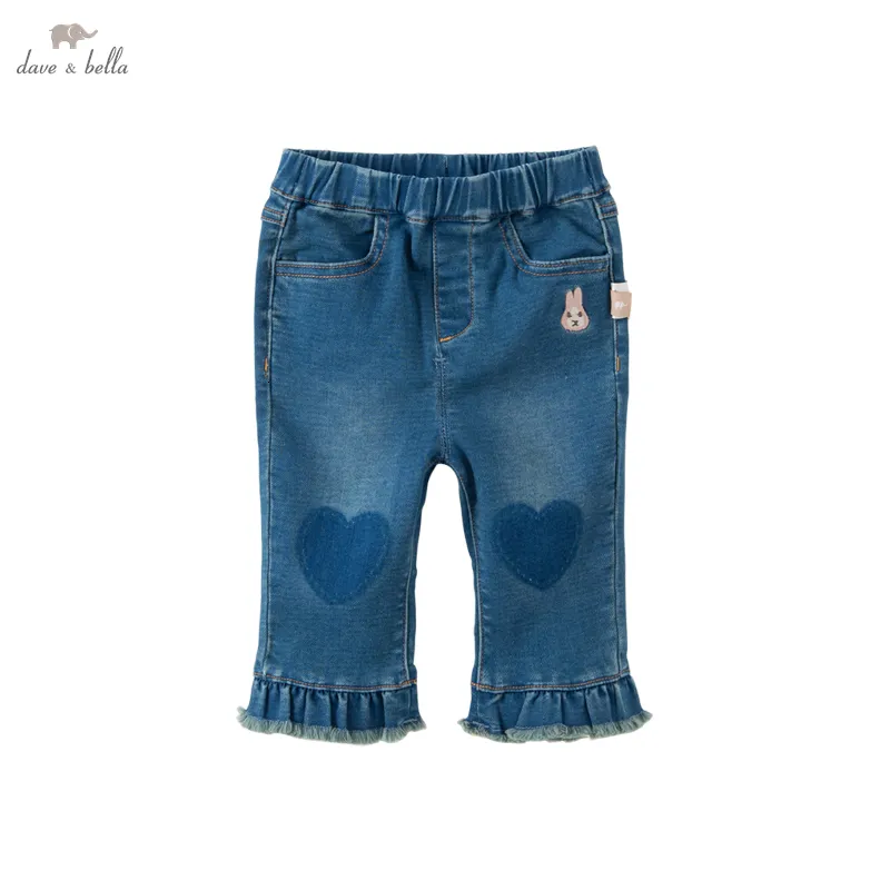 Jeans Dave Bella Kinder Herz Herbst Mode Design Jungen und Mädchen Weiche Denim Blaue Hose Kind Hosen DB3223004 230224