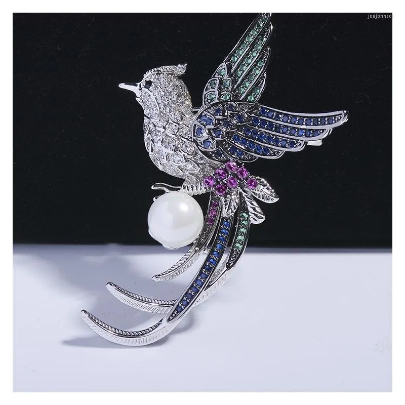 Broşlar Narin Kübik Zirkonya Kuş Kadınlar Elbise Eşarp Pimleri Güzel Magpie Parrot Yutuk Flamingo Broş Pin