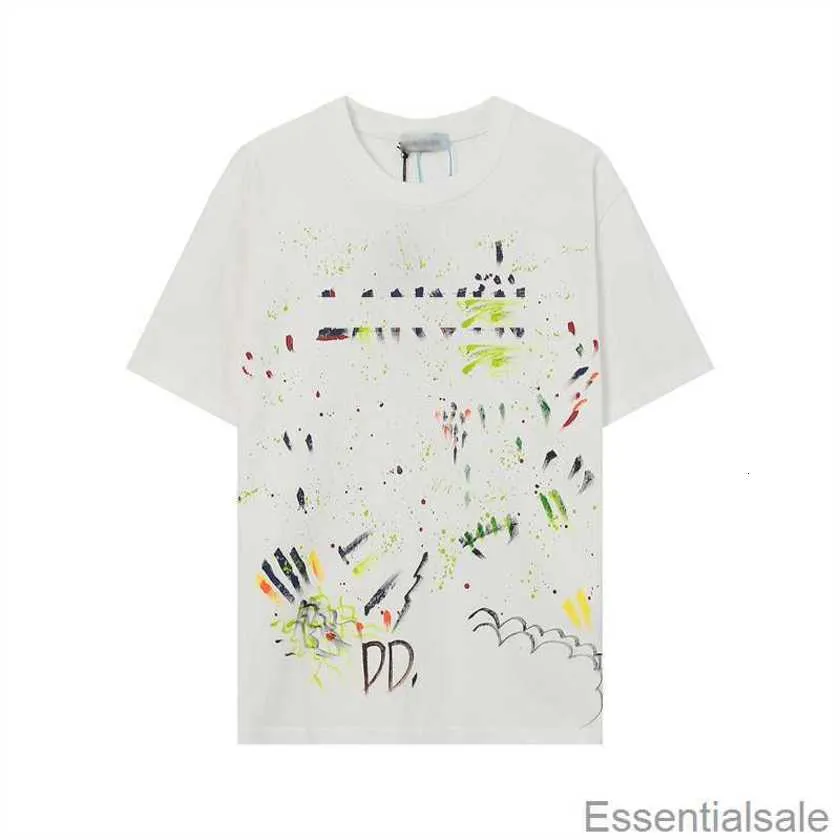 Kurzärmlige Lanvins-Hemden Sommer-Designer-Herren-T-Shirts Bunte handbemalte französische Mode-T-Shirts mit Tintenstrahldruck High Street-T-Shirts Zpto