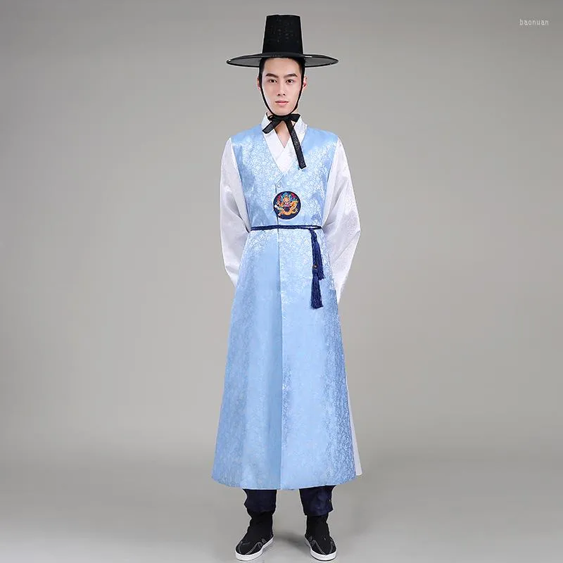 Bühnenkleidung Herren Koreanische Kleidung Leistungskostüme Hochzeit Hanbok Kleid Traditionelle Kostümroben Minderheitentanz SL1571