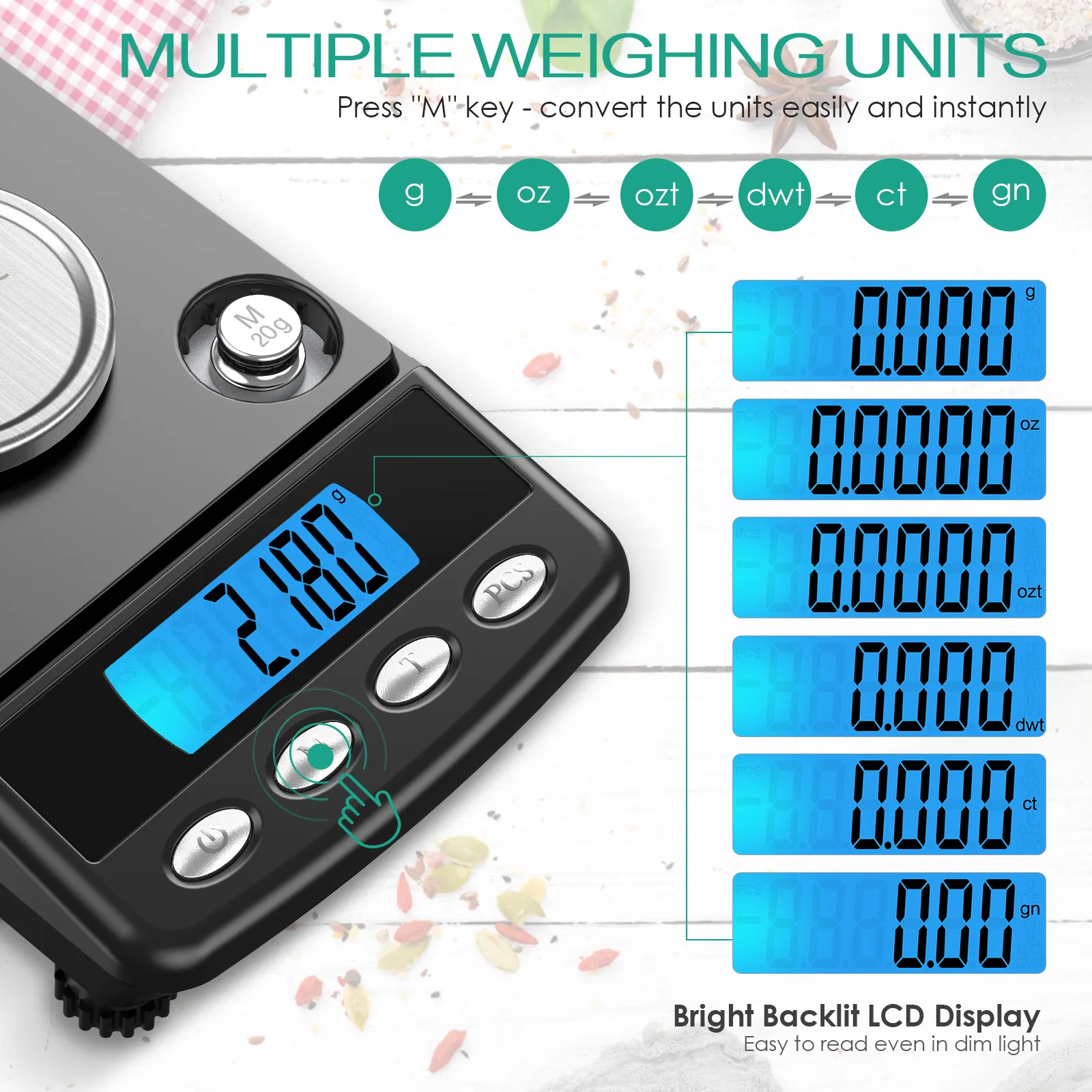Bilancia Elettronica Digitale Di Precisione 200g X 0.01g - LCD, Pesa Grammi, Argento