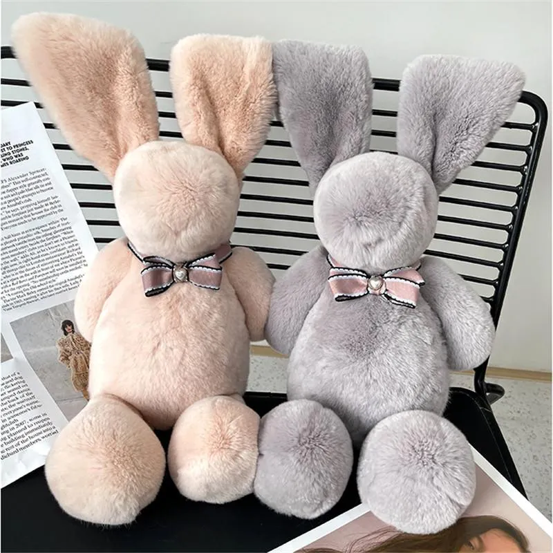 Keychains Large Cute Fur Plush Doll Real Whole Skin Rex Long Ear Exquisite Gift