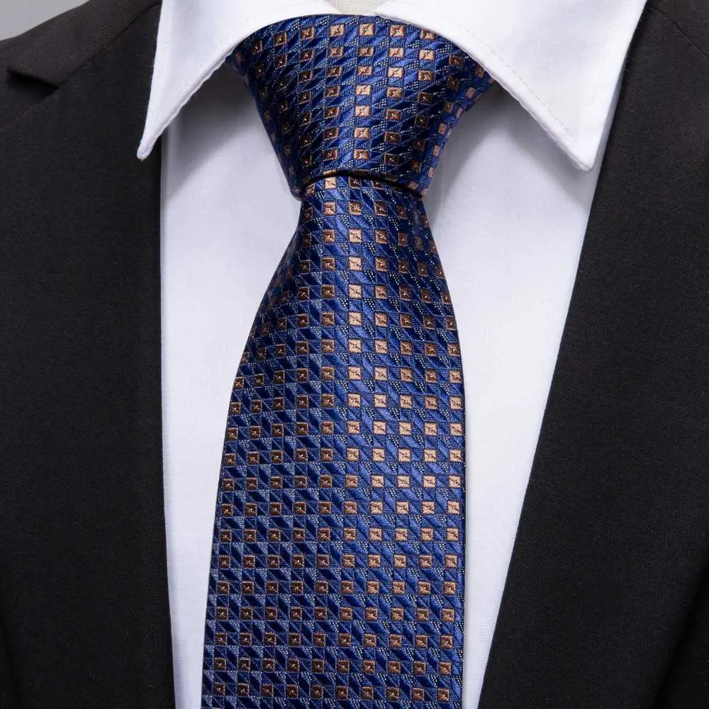 Neck Ties High Quality 16 Color Blue Geometric 100 Silk Men Tie BarryWang 85cm Woven Business Necktie Set Dropshipping Men Gift FA5051