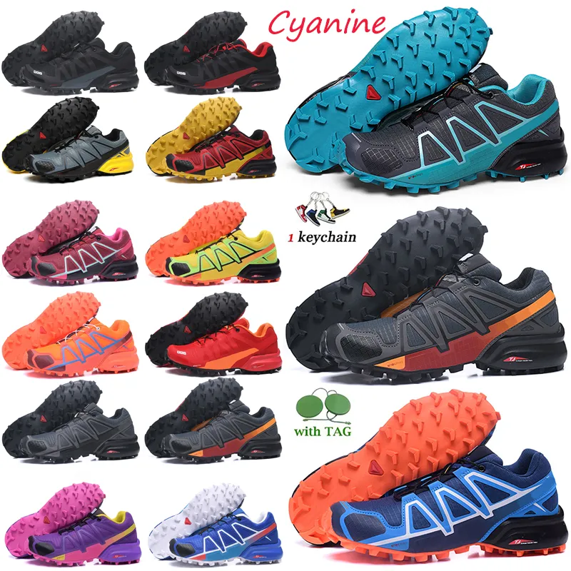 2023 Authentic 4 Pro Chaussures de course speed cross Outdoor Salomon mens SpeedCross Triple Black Pink Trainers Hommes Sports Sneakers