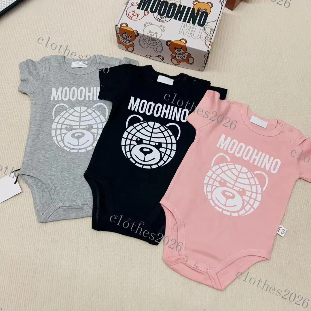 2023新生児Bebe Bebeプリントコットンロンパー0-2y Rompers Toddle Baby Bodysuit Retail新生児服子供用ジャンプスーツ0-24ヶ月ホワイトグレーブラックピンク