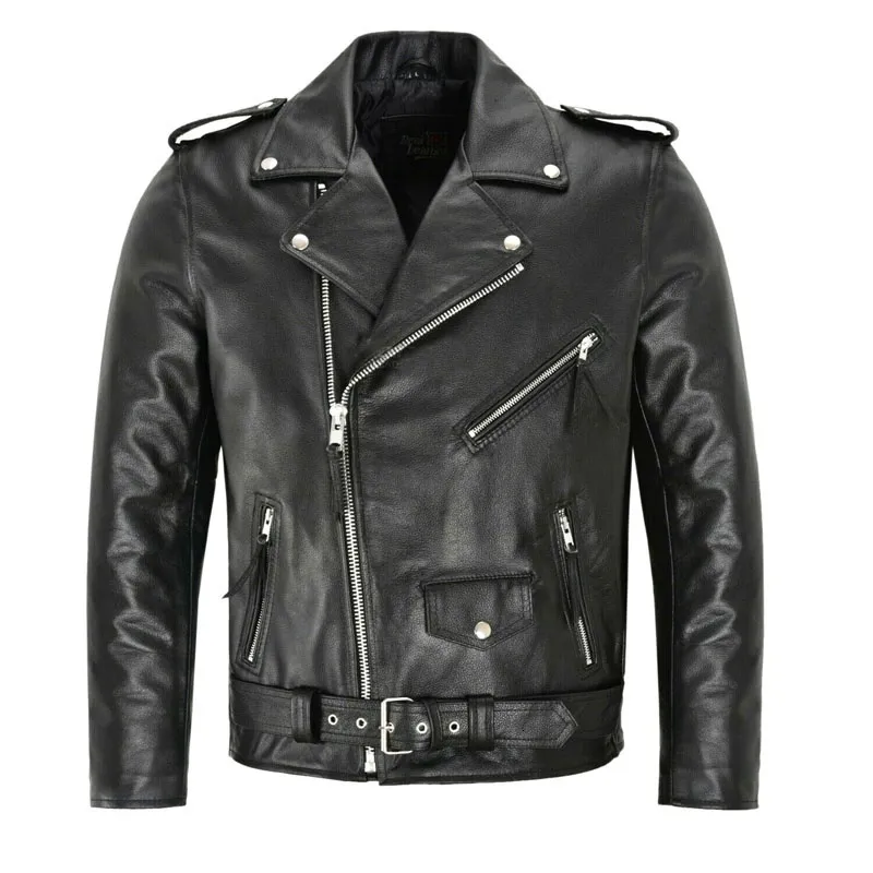 Chaqueta de cuero de imitación de cuero para hombre, chaqueta Punk de cuero PU para hombre, abrigo de cuero ajustado a la moda para motocicleta 230225