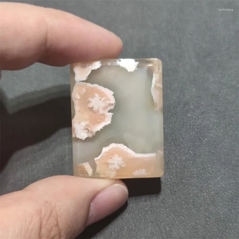 Decorative Figurines 1pc Natural Square Shaped Cherry Blossom Agate Peace Brand Crystal Craft Sakura Gemstone Meditation Healing Accessories