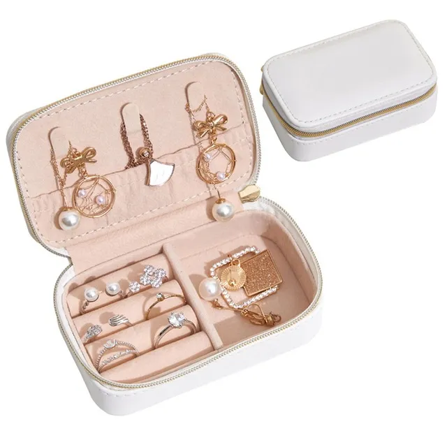 Mini Jewelry Box Organizer Display Travel Jewelry Boxes Case Portable Locket Necklace Leather Storage Earring Ring Holder