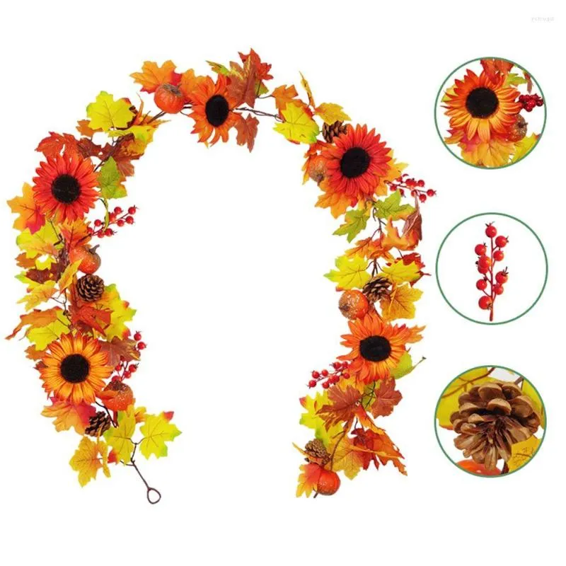 Dekorativa blommor Artificial Room Decor Pumpkin Christmas Cane Vine Sunflower Rattan