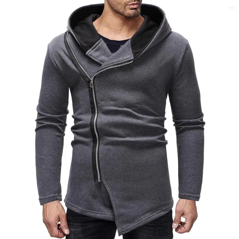 Felpe con cappuccio da uomo Modello autunno e inverno Commercio estero Uomo Moda Felpa con cappuccio con cerniera diagonale Cappuccio con cappuccio Tempo libero Maniche lunghe