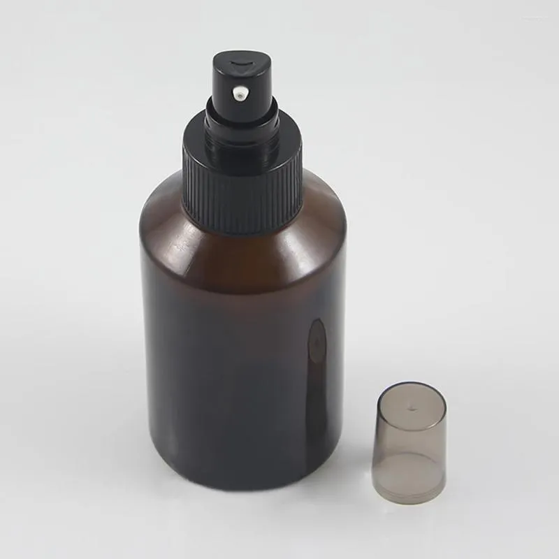 Storage Bottles Wholesale 125ml Amber Glass Lotion Conrainer With Black Pump Bottle For Liquid In China