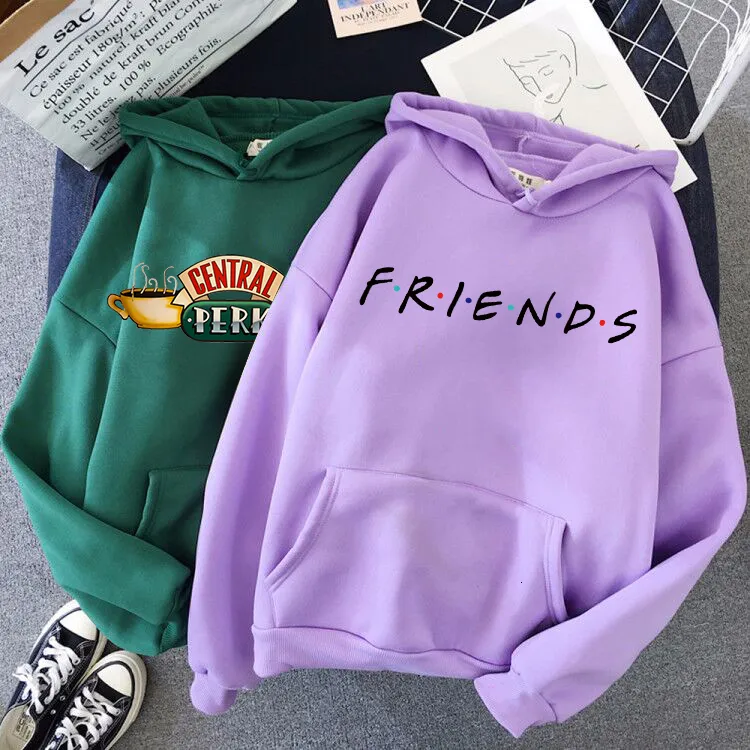 Kadın Hoodies Sweatshirts Friends TV şovu Harajuku Komik Karikatür Kadınlar Ullzang Graphic 90'lar Sweatshirt Vintage Anime Hoody Kadın 230224