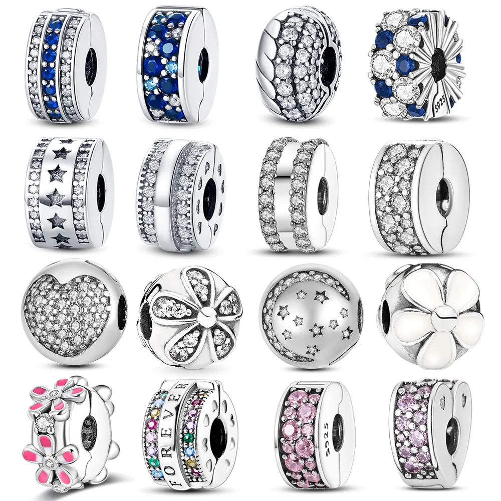 Den nya populära 925 Sterling Silver CZ Clamping Daisy Bead är lämplig för primitiva Pandora -armband smycken mode tillbehör