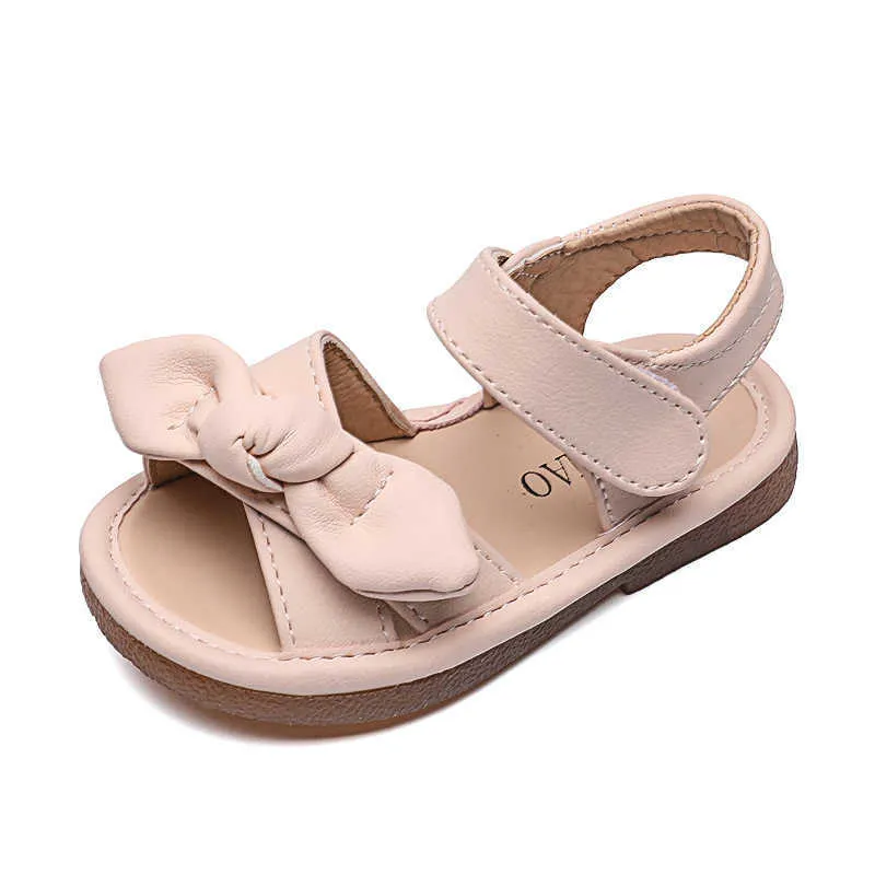 Sandalen 2021 Nieuwe zomer zoete meiden sandalen peeptoe massieve kleur sandalen bowie zachte zolen prinses schoen baby strandschoenen niet -slip schoenen z0225