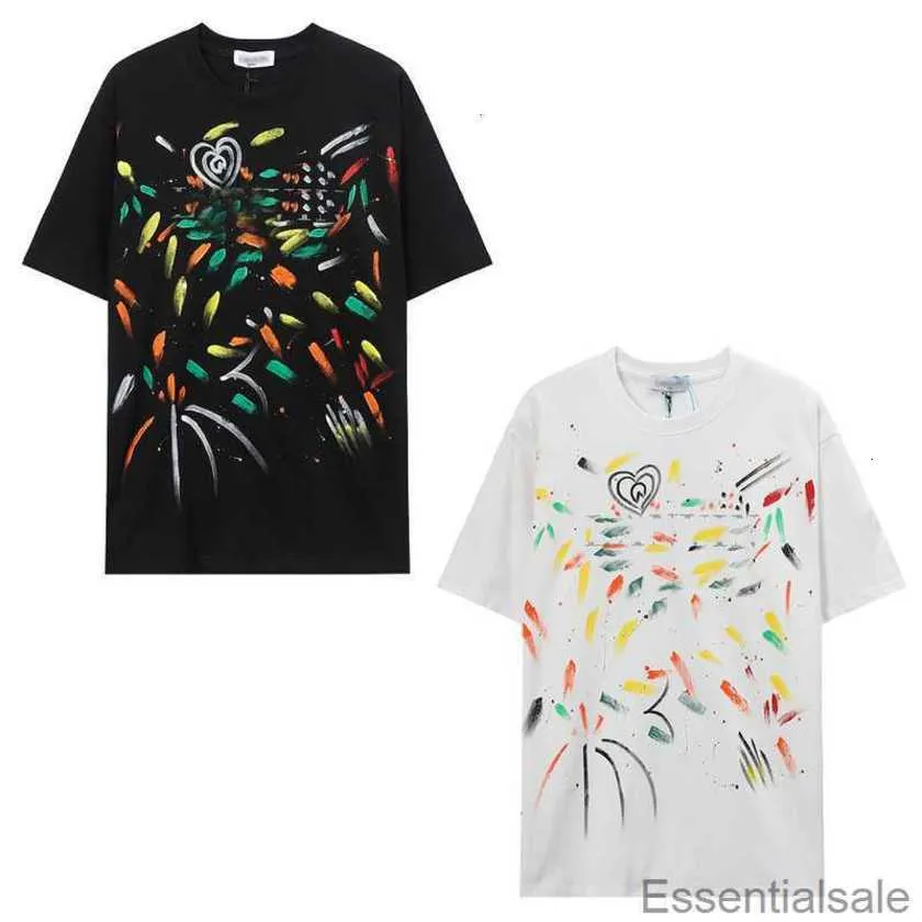 magliette Lanvins 2023 Primavera Estate Luxury Graffiti Pattern Designers Tees Moda francese High Street Manica corta T-shirt sportiva casual D3uw