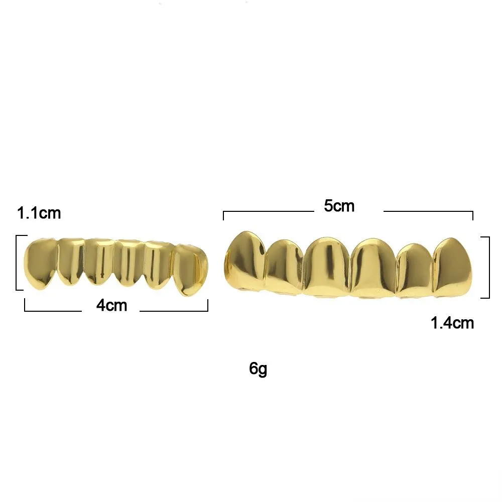 Ny riktig guldpläteringständer grillz glasyr guld grillz tänder hip hop bling smycken män kropp piercing smycken