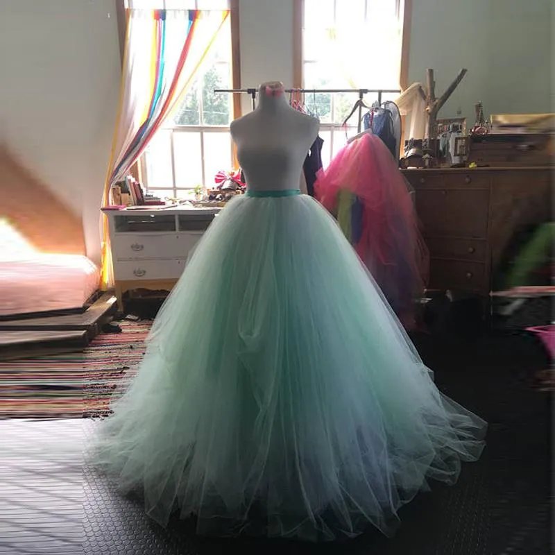 Spódnice 9 warstwy suknia balowa ślubna długa tiulowa spódnica na zamówienie Mint/Blush Tutu Wedding Suknie 2023 Poshoot zaręczynowe POS