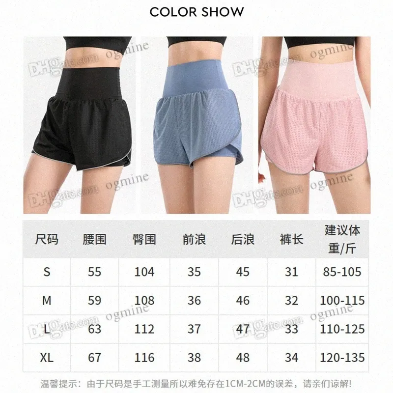 Abiti da yoga pantaloncini sportivi da donna che corrono a prova di luce asciugatura rapida falsi in due pezzi Panno a rete Tasca con cerniera Leggero traspirante Breve fitness hot p I7Pn #