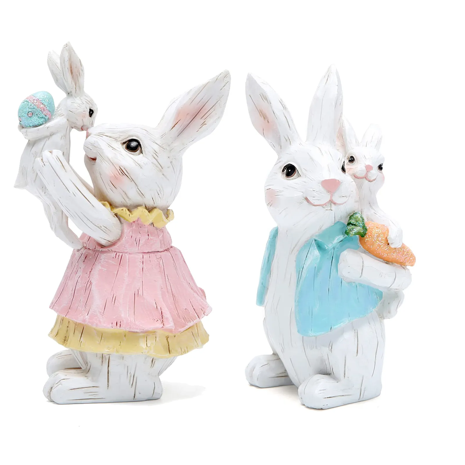 Decoratieve objecten Figurines Easter Bunny Decorations Spring Family Rabbit Decors Tabletopper Decor voor feest Home Holiday Leuke geschenken 230224