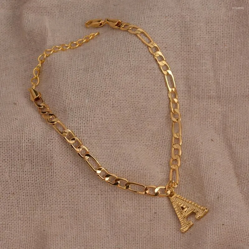 Caviglieri Wando Etiopia Lunghezza 21 cm 8 cm Extender Chain/Gold Coloy Couple Lettere iniziale Caviglie per donne Regali di gioielli arabi