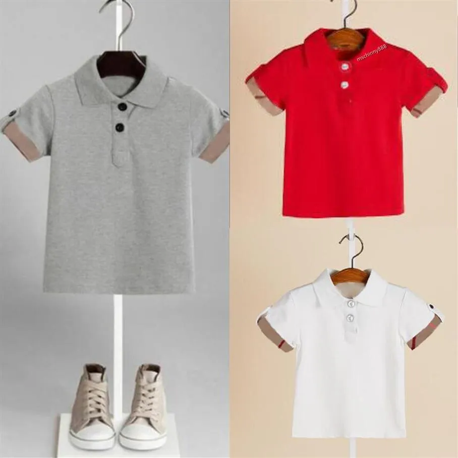 여름 소년 소녀 T 셔츠 짧은 소매 옷깃 아기 소녀 소년 면화 통기성 탑 격자 무늬 셔츠 Kids Clothes246p