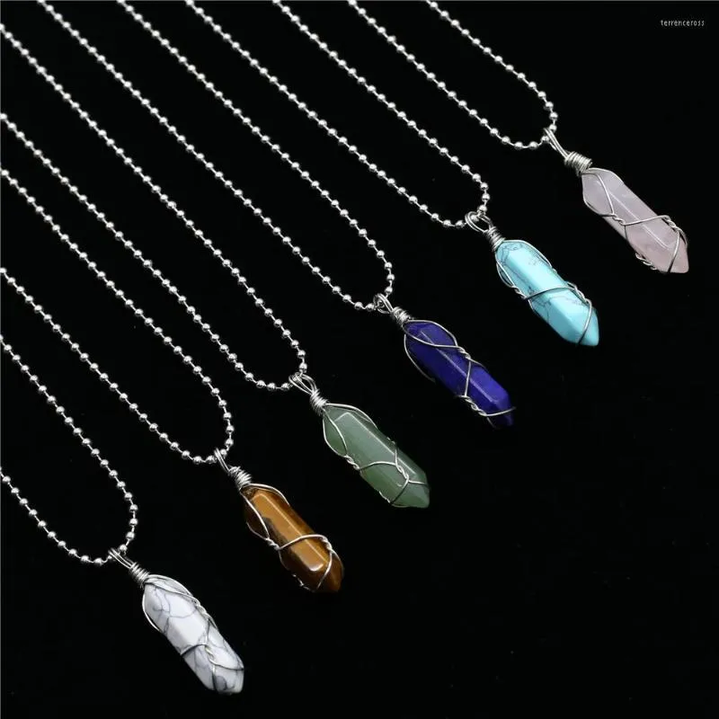 Koker trendig multicolor prism sten hänge long legering pärlor tröja kedja kvinnor halsband män anpassade gåva manliga smycken
