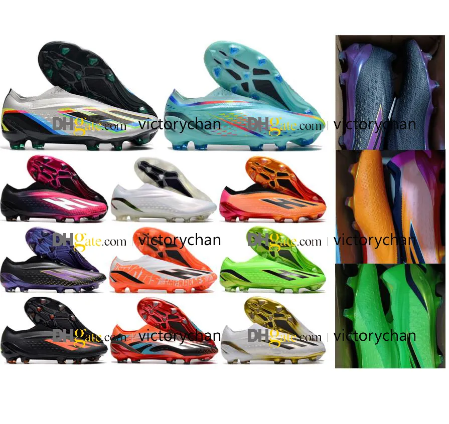 Botas de futebol de futebol de qualidade para presentes X Speedportal FG Lacatless Cleats Outdoor Cozes macios e confortáveis ​​Eletroplate Spikes Treinings Sapatos de futebol