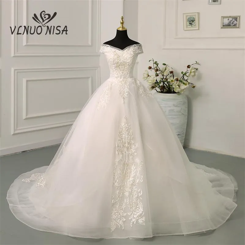Платья для вечеринок модные простые на плече свадебная свадьба плюс размер vestido de noiva boat шее платье невесты халат Mariee кружевные аппликации 230224