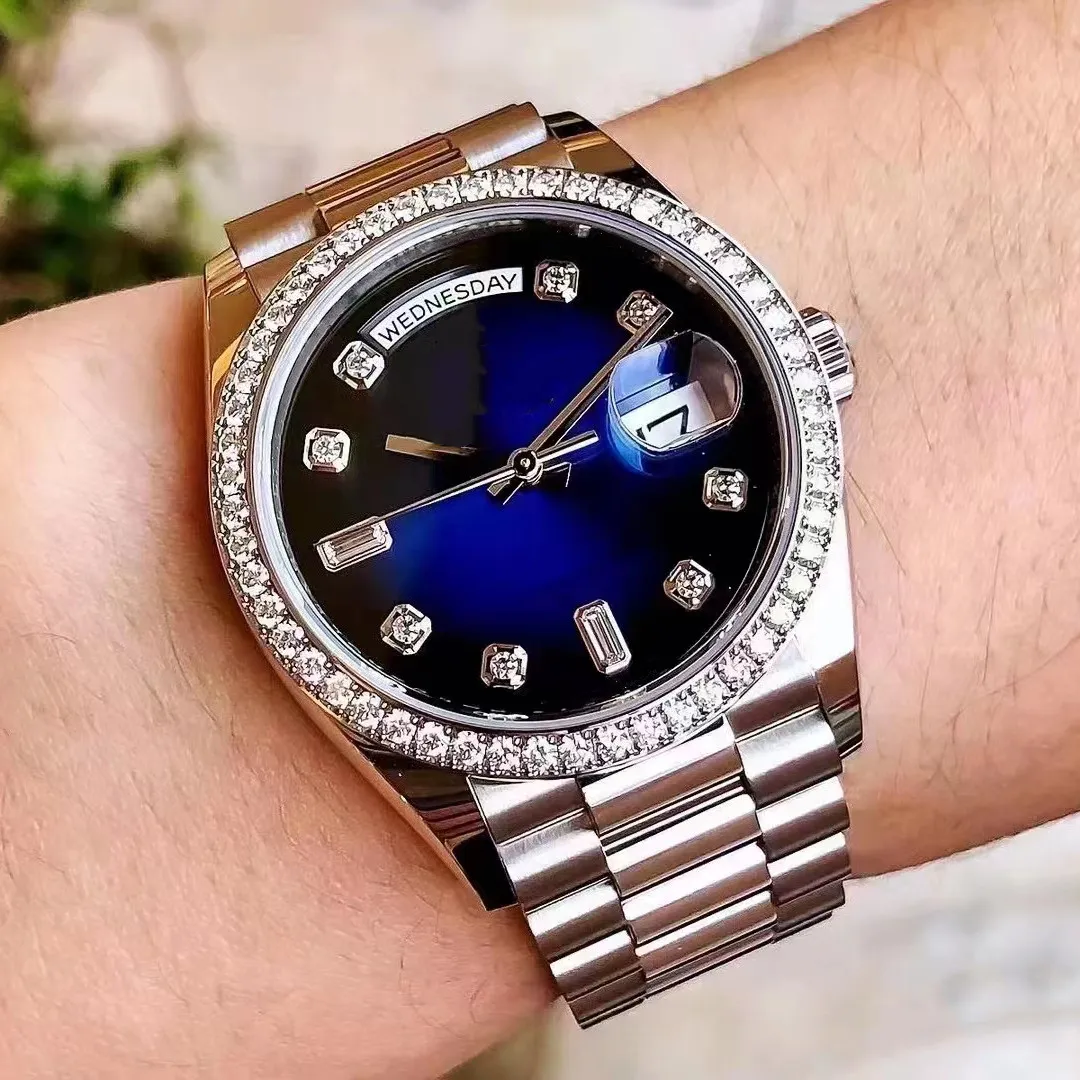 Mens 36mm Watch, Elegant 36mm Mens Watches, Gradient Blue