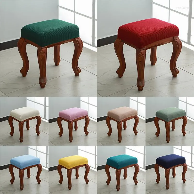 Cubiertas de silla Cubierta de color sólido Taburete de polvo cuadrado Taburete de asiento elástico extraíble Protector de decoración del hogar