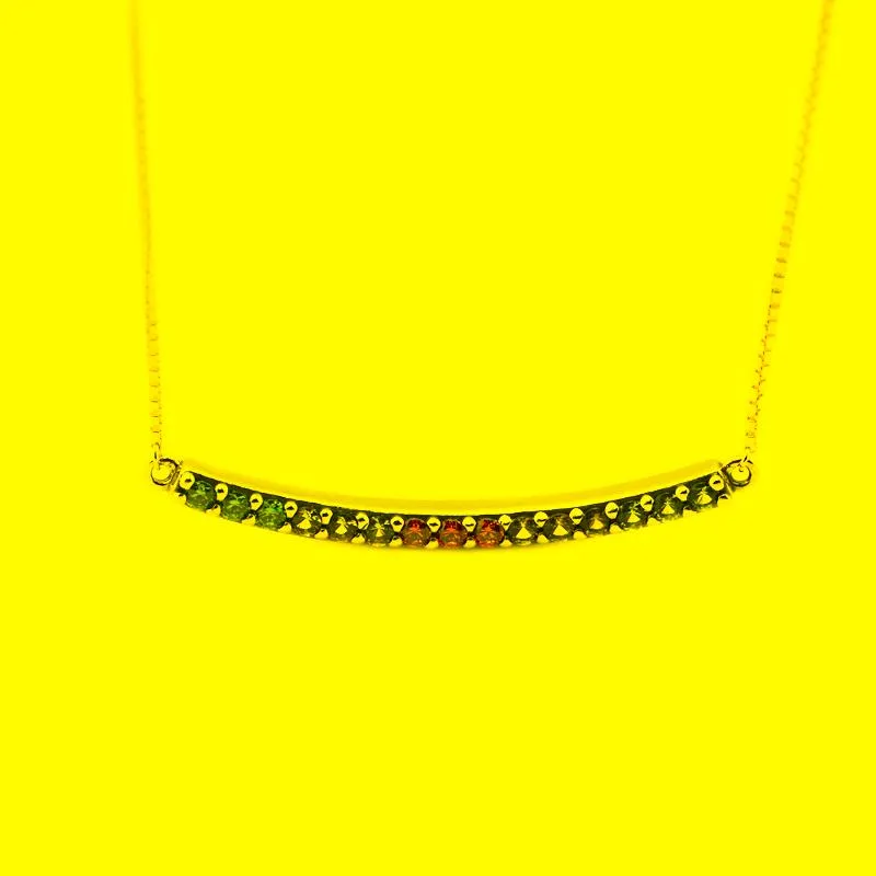 Chains 925 Sterling Silver Original Collier Necklaces For Women Multi-Colored Curved Bar Chain Necklace Pendant Fine JewelryChains