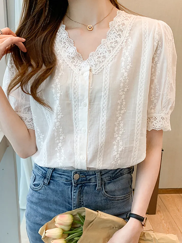 Haut Femme Manches Courtes Liz Claiborne Bleu Et Blanc - Taille Grande (L) - Neuf Sans étiquette