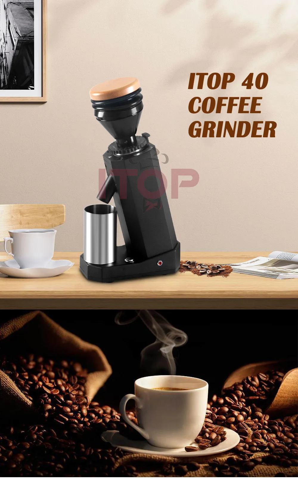 180W Electrical Burr Grinder Espresso Coffee Grinder Machine 19 Gears itop  40