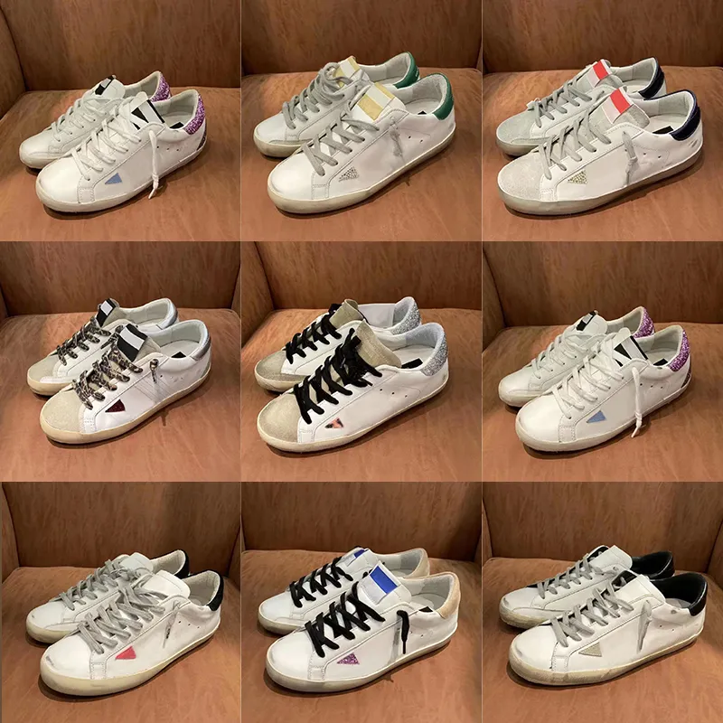 Designer Goldene Schuhe Frauen Sneaker Super Star Brand Männer Neue Release -Pailletten Klassiker White Do Old Dirty Casual Schuh Schnürung Frau Mann Uni