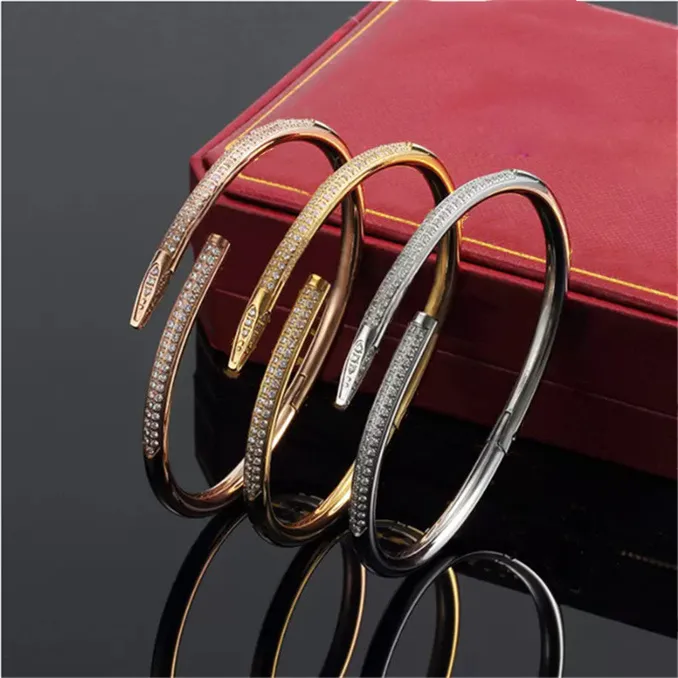 gold bangle for men nail bracelets designer fashion luxury jewelry silver gold rose steel creative attractive men and women nail bracelet diamond