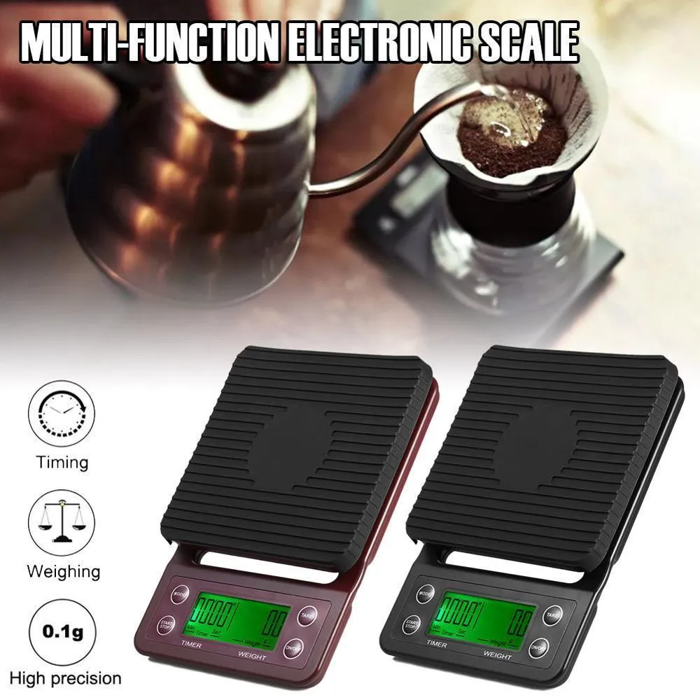 Outils de mesure 3kg 0 1g 5kg Balance de pesage de café avec minuterie Cuisine numérique LCD de haute précision s 230224