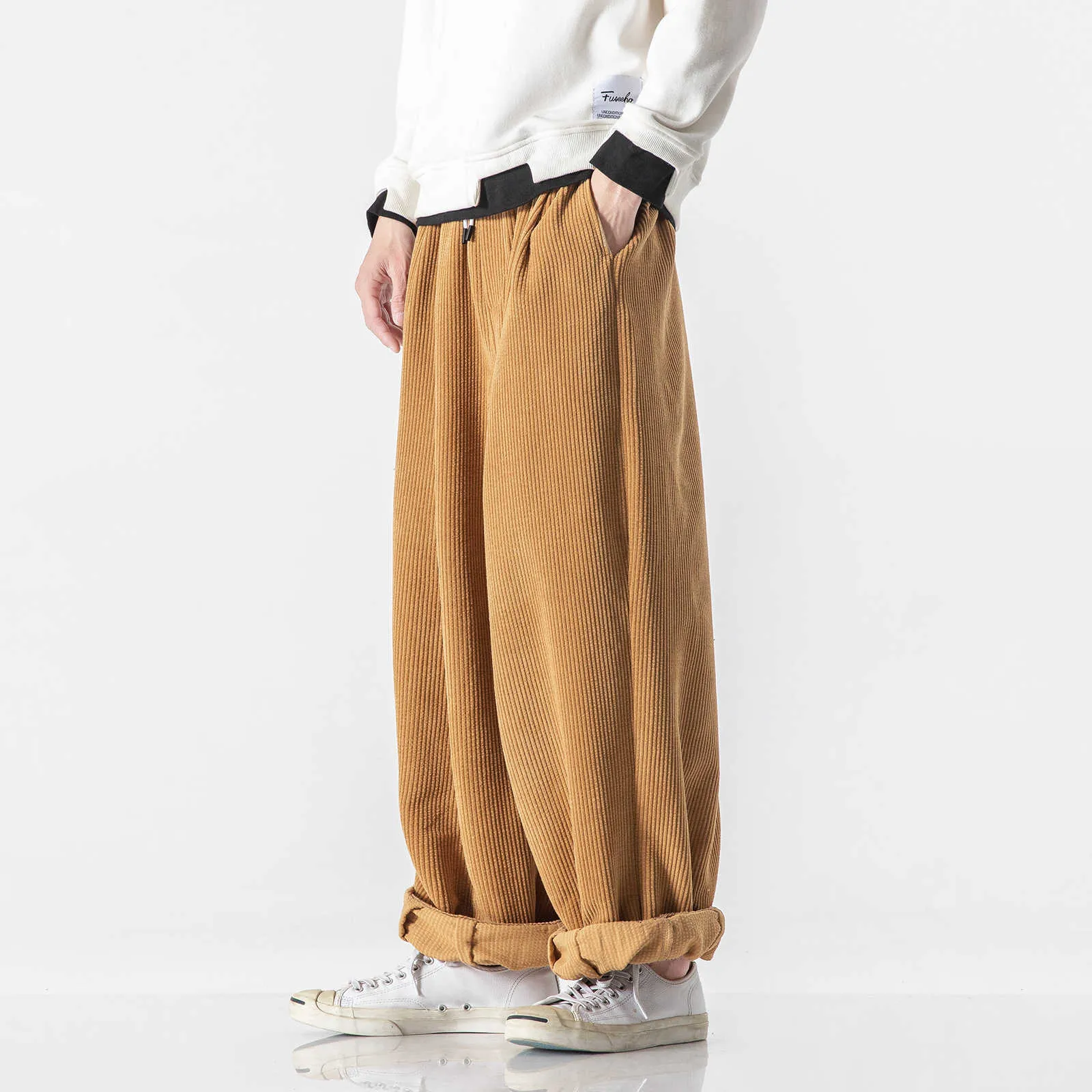 Pantalon Femme Ample En Velours Côtelé - Style Japonais Sarouel - Cordon De Serrage - Coupe Droite - Automne/Hiver - Décontracté