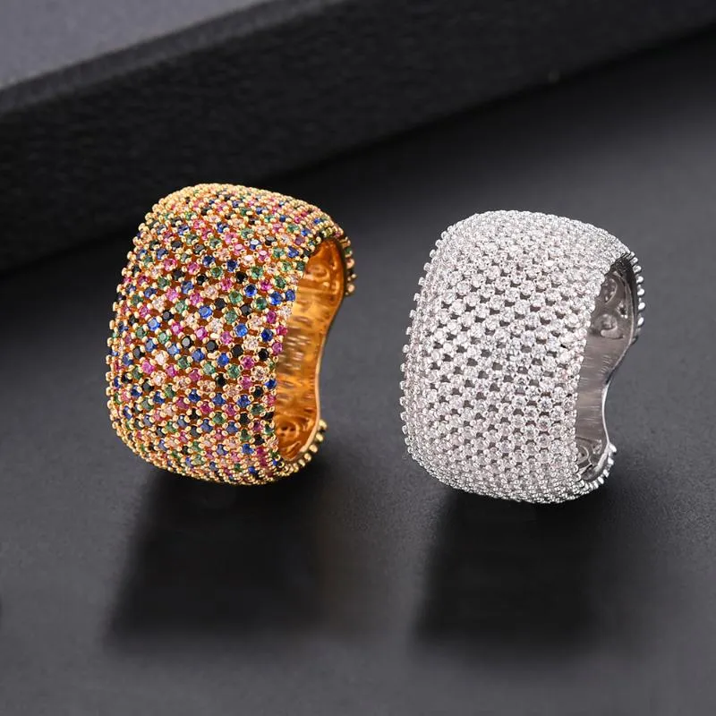 Anneaux de mariage KellyBola luxe Dubai large surface cubique zircone femmes bague de fiançailles doigt Anillos Mujer